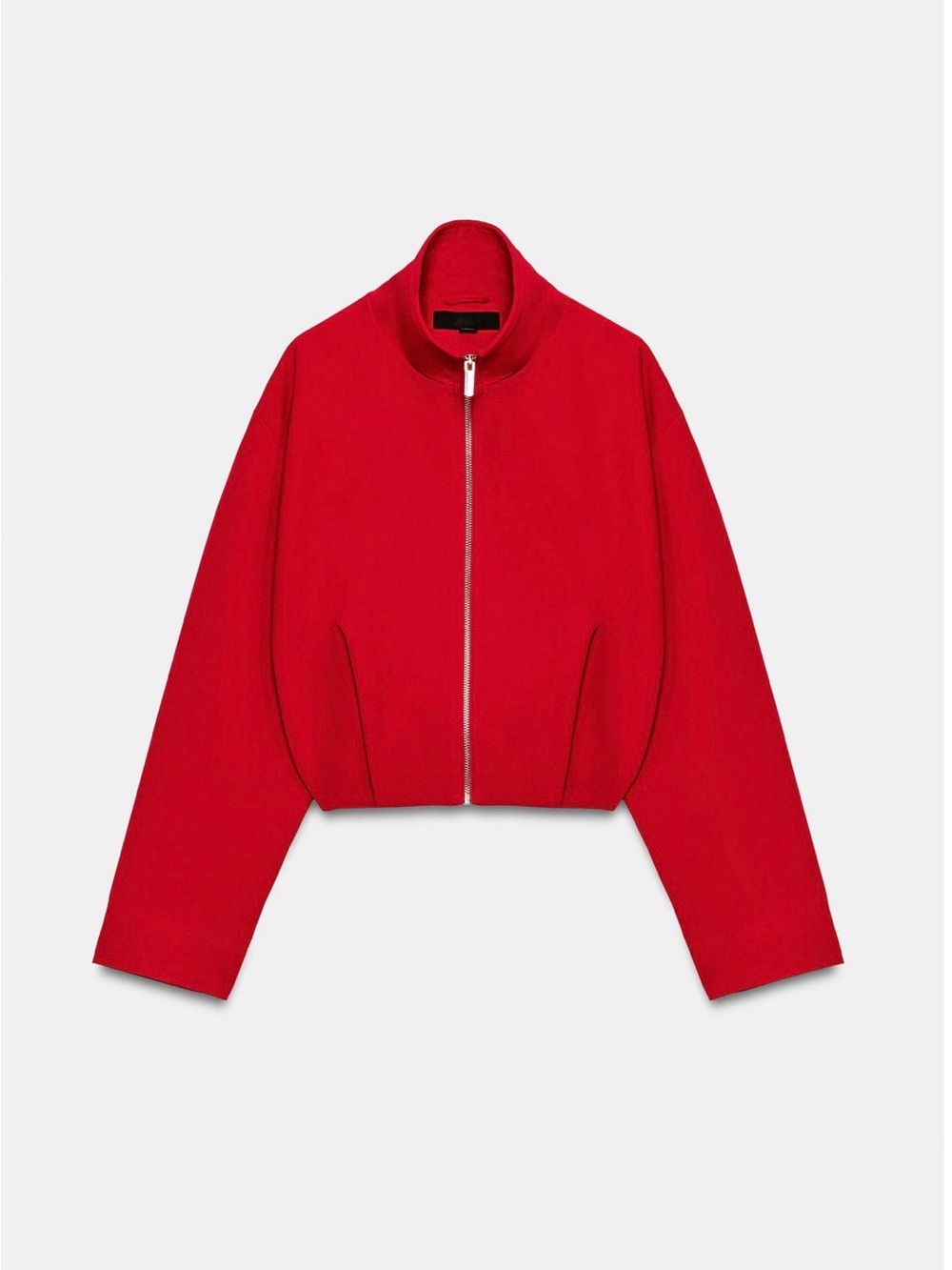 Cropped Red Zip-Front Jacket
